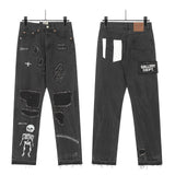 Gallery Dept Jeans Skull Alphabet Patch Heavy Industry Washed Jeans
