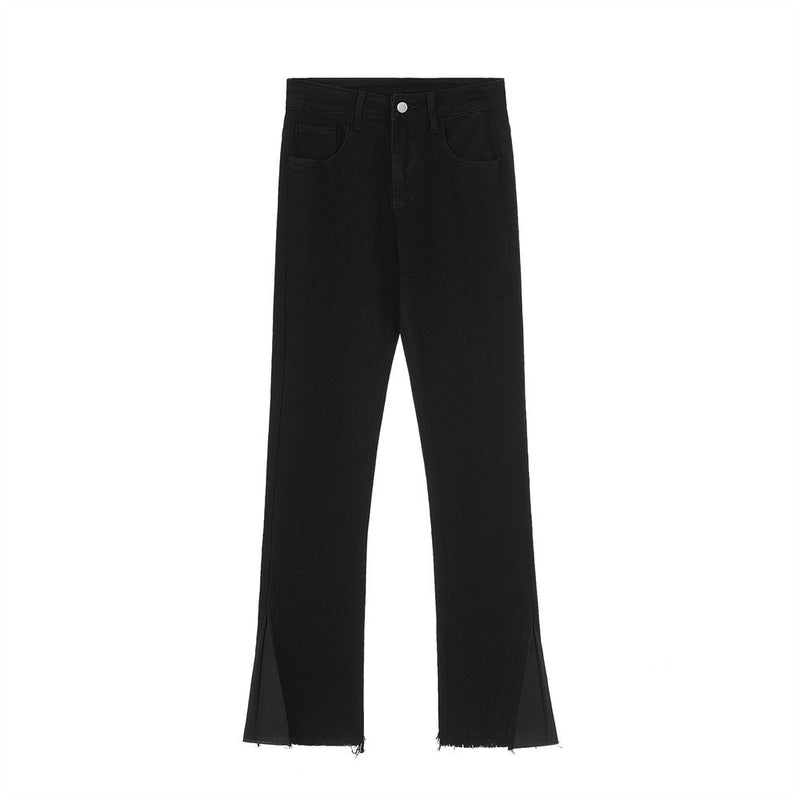 Men Jeans Bell-Bottom Pants Loose Stitching Edging
