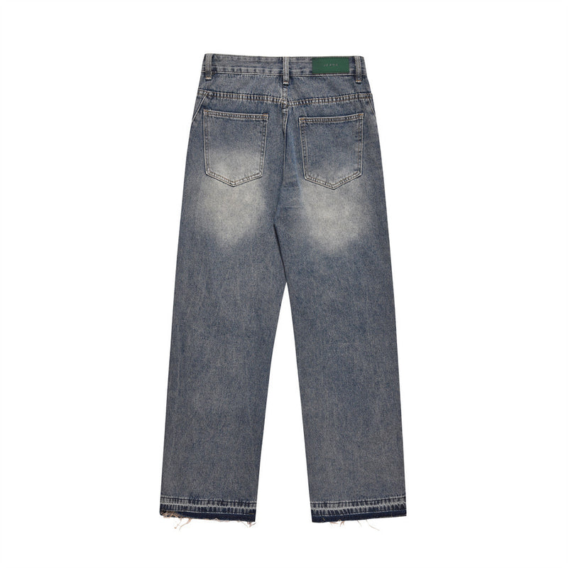 Men Jeans Vintage Distressed Loose Burrs