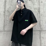 Men's T Shirt Patch Solid Color Polo Shirt Loose and Simple