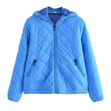 Women Cotton Coat Winter Diamond Lattice Cotton Jacket