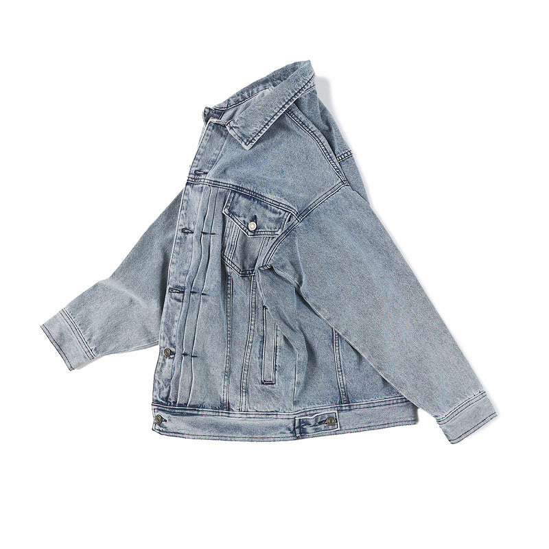 Women Jackets Light Blue Retro Lapels Jacket