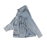Women Jackets Light Blue Retro Lapels Jacket