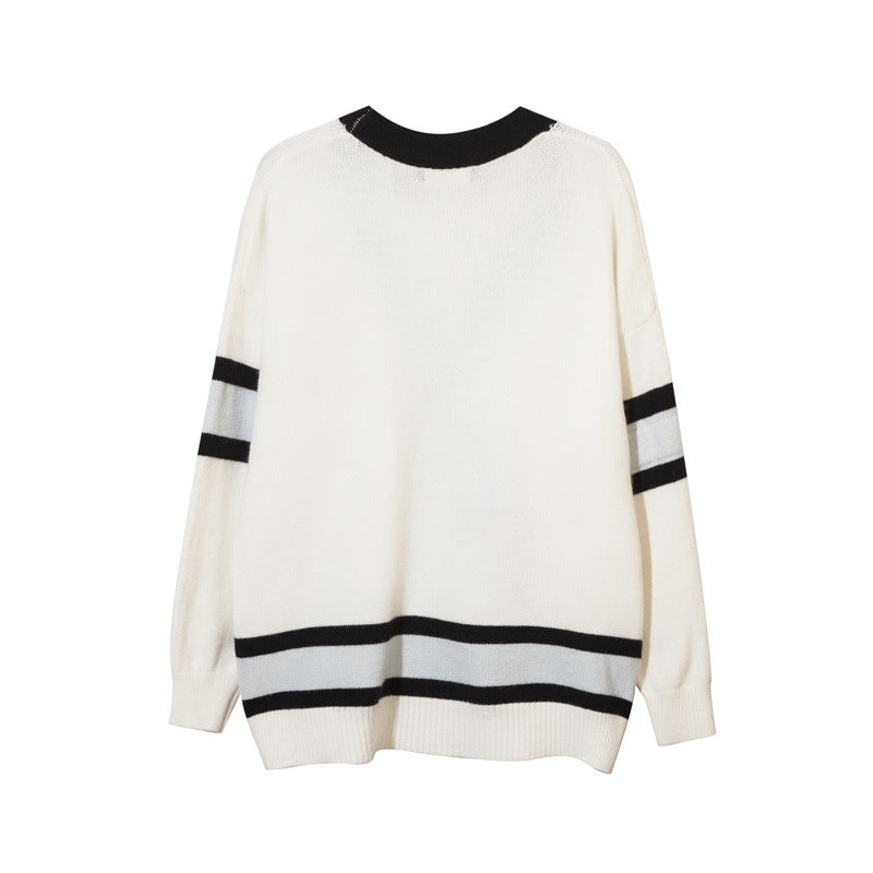 Women Sweater College Style Knitted Cardigan Casual Sweater