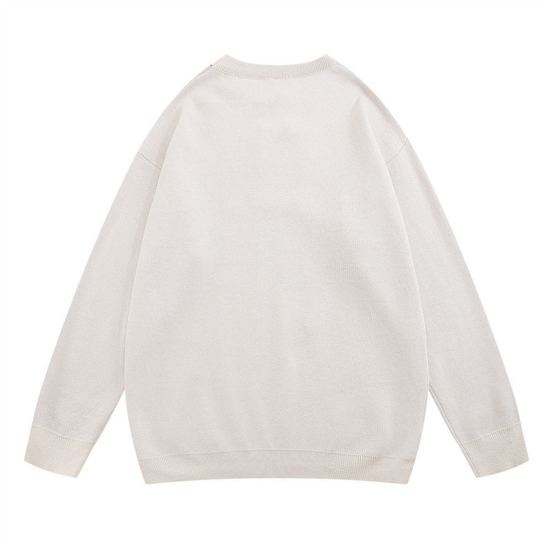 Men Sweater Sketch Dog Jacquard Sweater Loose