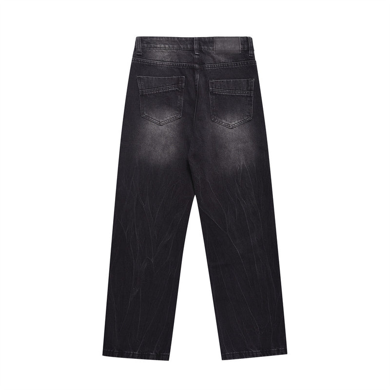 Men Jeans Vintage Distressed Loose Pockets