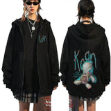 Korn Issues Rock Band Zipper Hoodie Men's Vintage Metal Goth