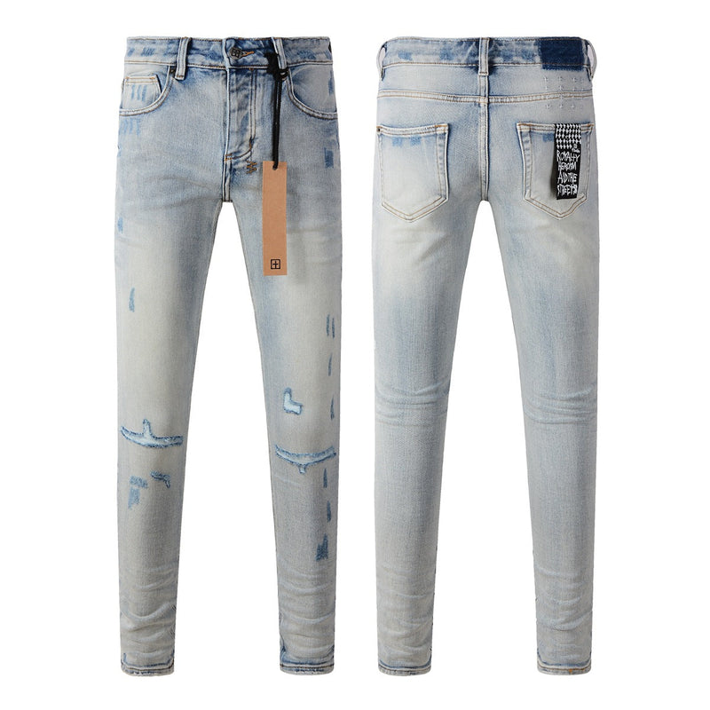 KSUBI Jeans Slim Fit Casual Stretch Ripped Jeans
