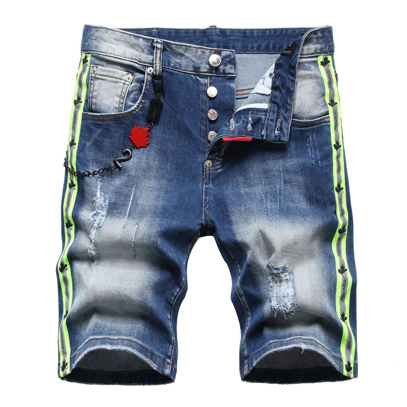 DSQ2 Short Jeans Ripped Patch Slim-fit Stretch Denim Shorts