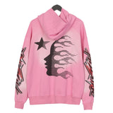 HS Hoodie Flame Vintage Print Loose