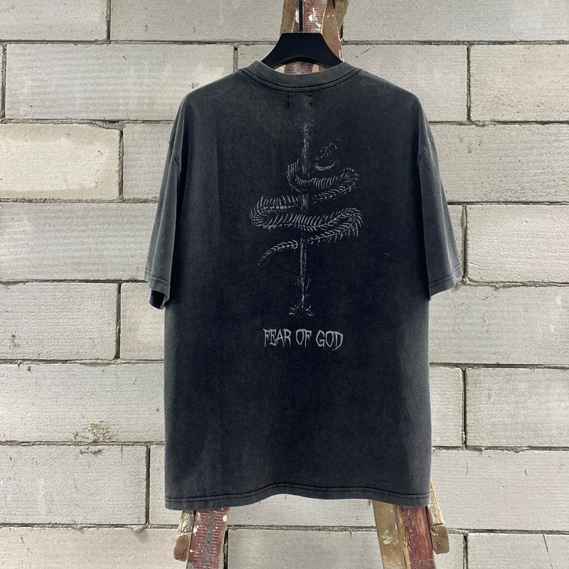 Fog Essentials T Shirts Spring and Summer FOG Joint Series Washing Water Old Crew Neck Short Sleeves