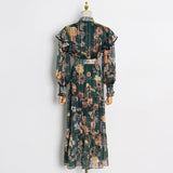 Betty Draper Valentine's Day Dress Spring Vintage Printed Collar Long Dress