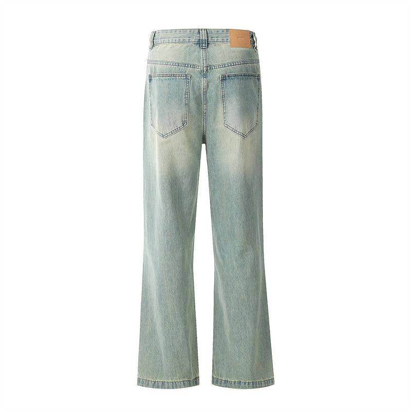 Men Jeans Bell-Bottom Pants Loose Retro Leisure
