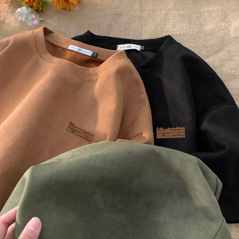 Men's T Shirt Summer Retro Casual Loose Suede