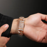 Bracelet Three Rows T-Square Zircon Full Diamond Hip Hop Bracelet Luxury Royalty Spectrum