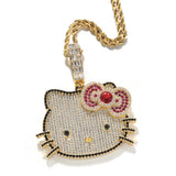 Jewelry ins Wind Cat Necklaces Copper Zircon Gold Sweet Pendant Twist Chain Necklaces Hello Katie St. Valentine's