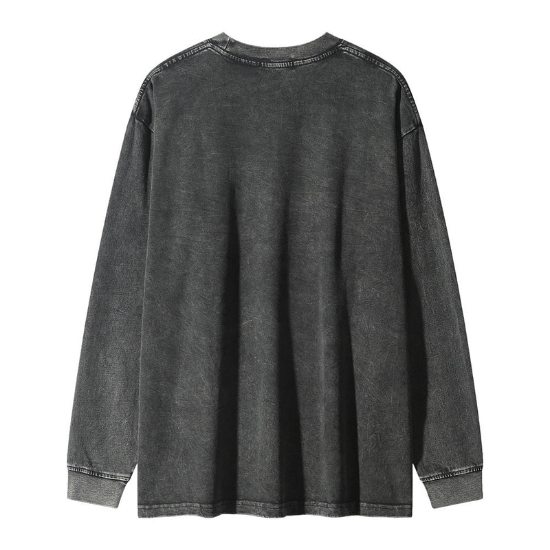Men Long Sleeve T-Shirt Butterfly Distressed Long Sleeve T-shirt Loose
