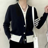 Women Knitted Cardigan Fake Two Pieces Fashion Sweater