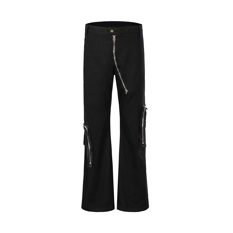 Cargo Pants Dark Bell-Bottom Pants Zipper