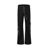 Cargo Pants Dark Bell-Bottom Pants Zipper