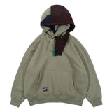 Men Fleece Lined Hoodie Stitching Hooded Hooded Sweaters Menswear Loose Pullover