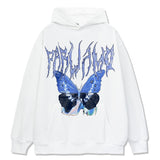 Unisex Long Sleeve Shirt Butterfly Print Hooded Sweater