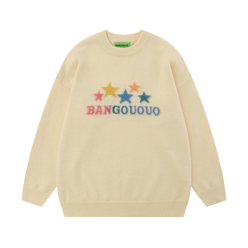 Men Sweater XINGX Jacquard Sweater Wool Hip Hop Loose Wool