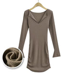 Women Dresses Sexy V-neck Dress Stretch Slim Fit