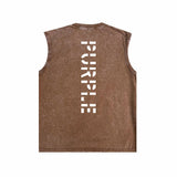 Purple Brand Distressed Tank T Shirts Distressed Sleeveless T-shirt Vest