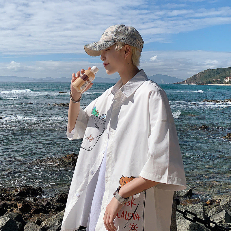 Men's Shirts Graffiti Versatile Youth Summer Thin