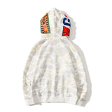 Bathing Ape Hoodie Double Hat Luminous Camouflage Cardigan Zip Hooded Velvet Shark