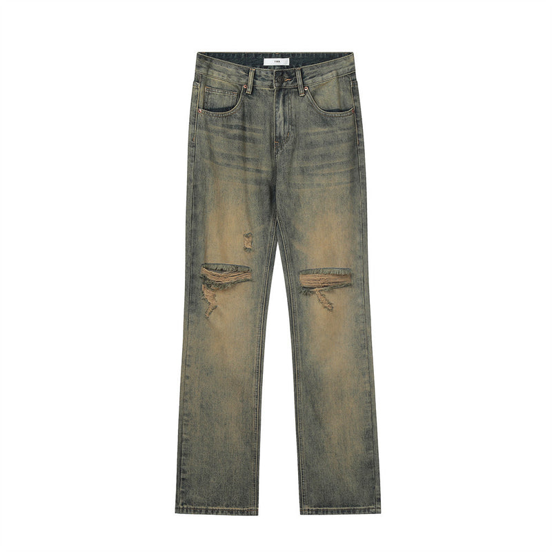 Men Jeans Make Old Ripped Retro Loose Casual