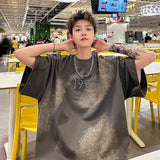 Men T Shirt Tie-Dyed Summer Heavy Cotton