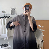 Men Shirts Gradient Color Loose Versatile Casual Coat