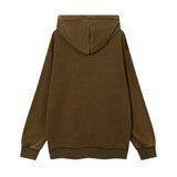 Men Fleece Lined Hoodie Washed Men's Loose Casual Letter Printed Hoodie Winter