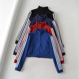 Women Hoodie Leisure Striped Short Style Sports