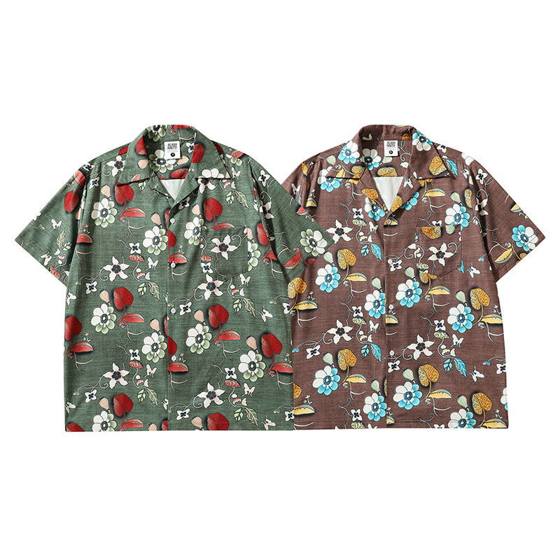 Short Sleeve Shirt Vintage Vibe Style Floral Full Printed Loose Casual