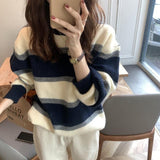 Women Pullover Sweater Knitwear Loose Slimming Stripes