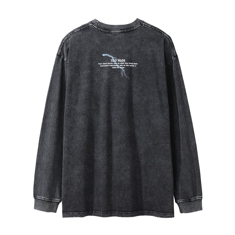 Men Long Sleeve T-shirt Doberman Pinscher Printed Loose Distressed