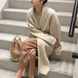 Women Knitted Cardigan Simple Solid Color Loose Sweater