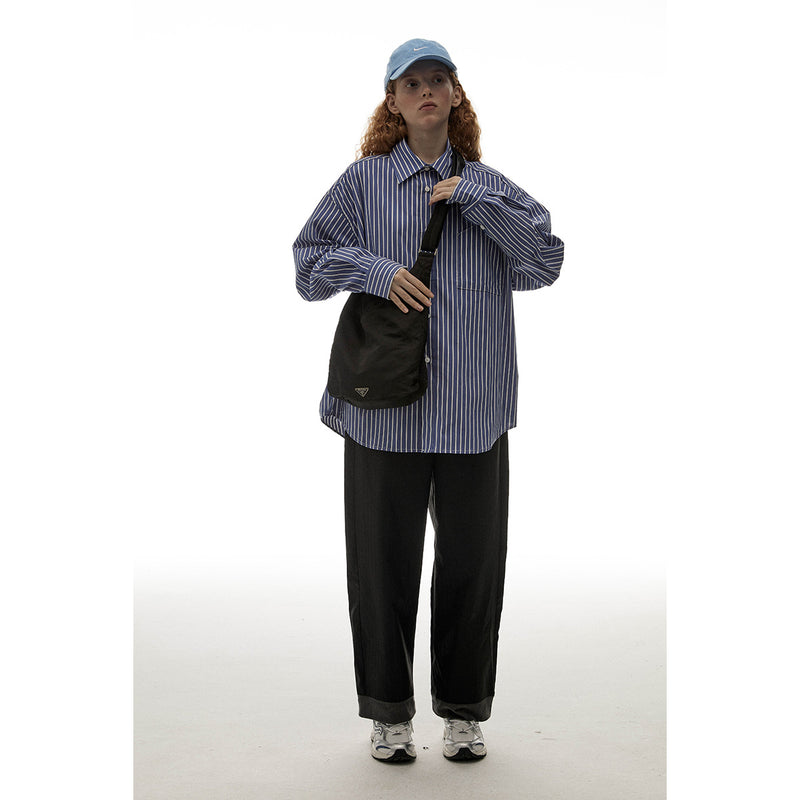 Unisex Shirt Cityboy Striped Loose Casual Long Sleeves Shirt