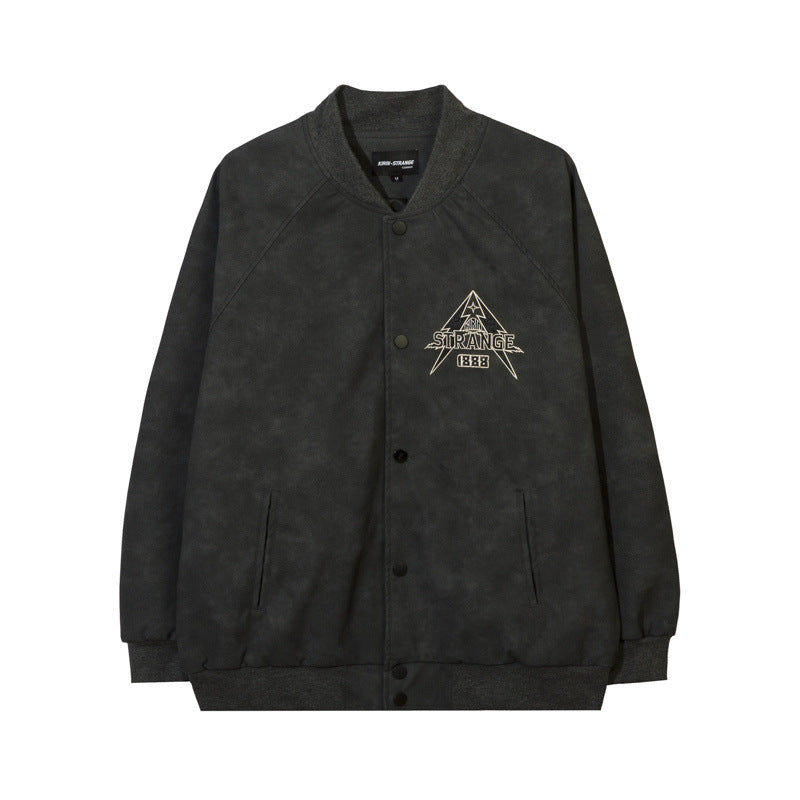 Women Jackets Suede Embroidered Baseball Uniform Retro Loose