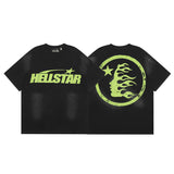 Hellstar T Shirt Vintage Old Printed Loose Casual Short Sleeve T-Shirt