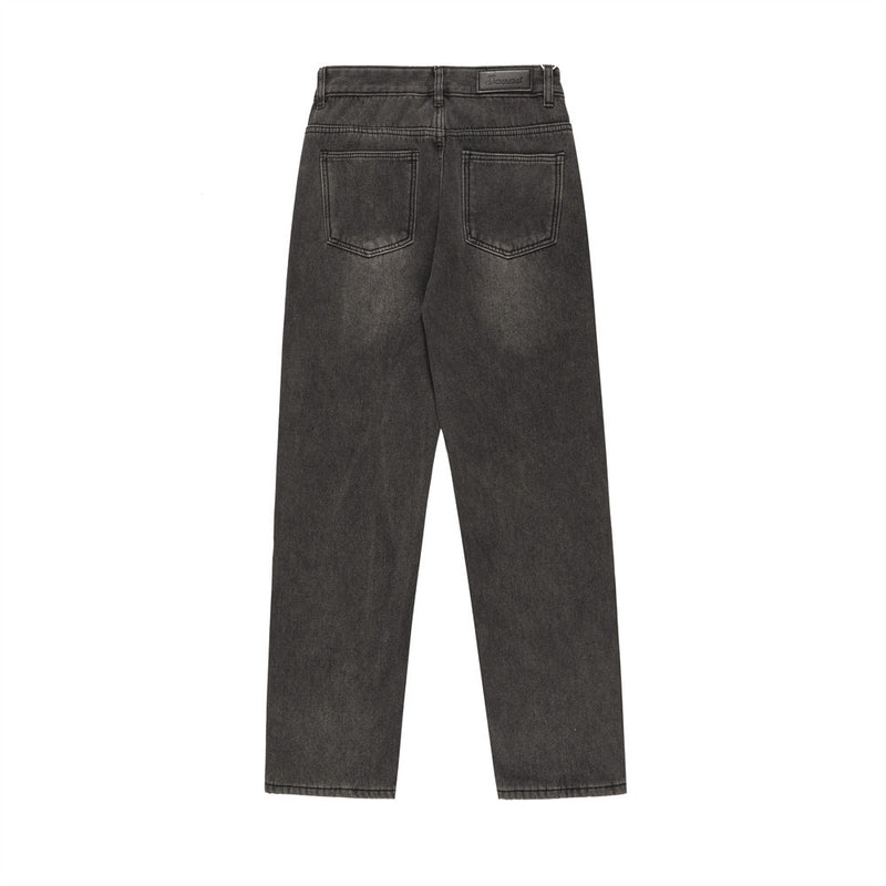 Men Jeans Fleece-Lined Thickened Distressed Casual Loose