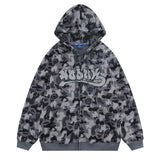 Men Fleece Lined Hoodie Camouflage Cardigan Sweater Men's Autumn and Winter High Street Zip Long Sleeve Coat
