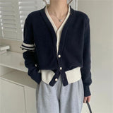 Women Knitted Cardigan Fake Two Pieces Fashion Sweater