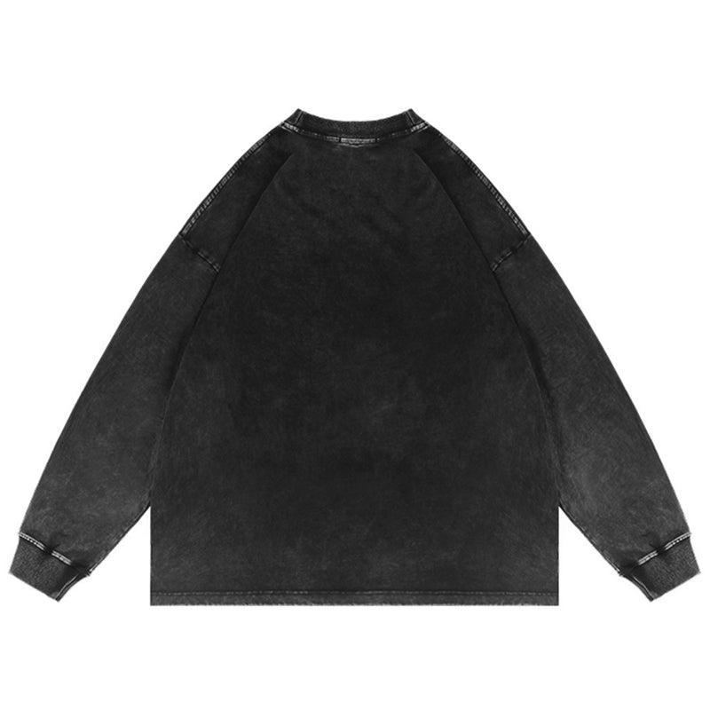 Men Long Sleeve T-shirt Doberman Pinscher Printed Washed Old Loose