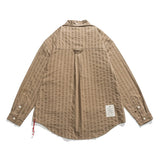 Men Long Sleeved T Shirt Striped Long Sleeve Lapel Shirt Men's Spring and Autumn High Street Casual Shirt Outer Wear
