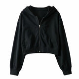 Women Hoodie Loose-Fitting Cropped Zipper