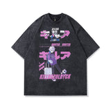 Men T-Shirt Retro Cartoon Washed Old All-Matching